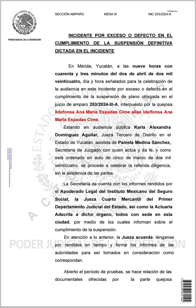 Juezcantinas's tweet photo. Para que @Claudiashein este en desacato, debe tramitar el incidente de incumplimiento si es fundado,  se le proporciona el término de 24 horas, si no cumple se da vista a la representación social federal, los autos al Colegiado Incidente de Inejecucion para su destitución https://t.co/W9SFtuA9MP