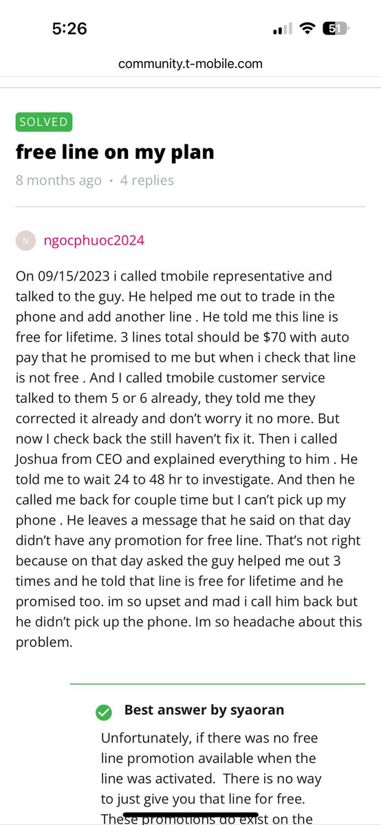 etish140's tweet photo. @TMobileHelp @TMobile @beuc @NCLC4consumers @USATODAY @CNBC They are not ready to fix it nor come to any resolution despite promising something and then fooling customers to pay double. I will request anyone to not fall in their trap. It looks like a common scenario since other customers are posting about the same https://t.co/B7WJGZ7C5Z
