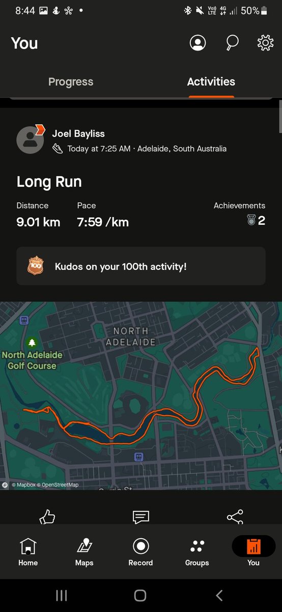 jb_bays's tweet photo. So this happened today! Feeling fitter. @Strava #strava #100run #strava100 #Kaurna #longrun https://t.co/0OzHsawgfb