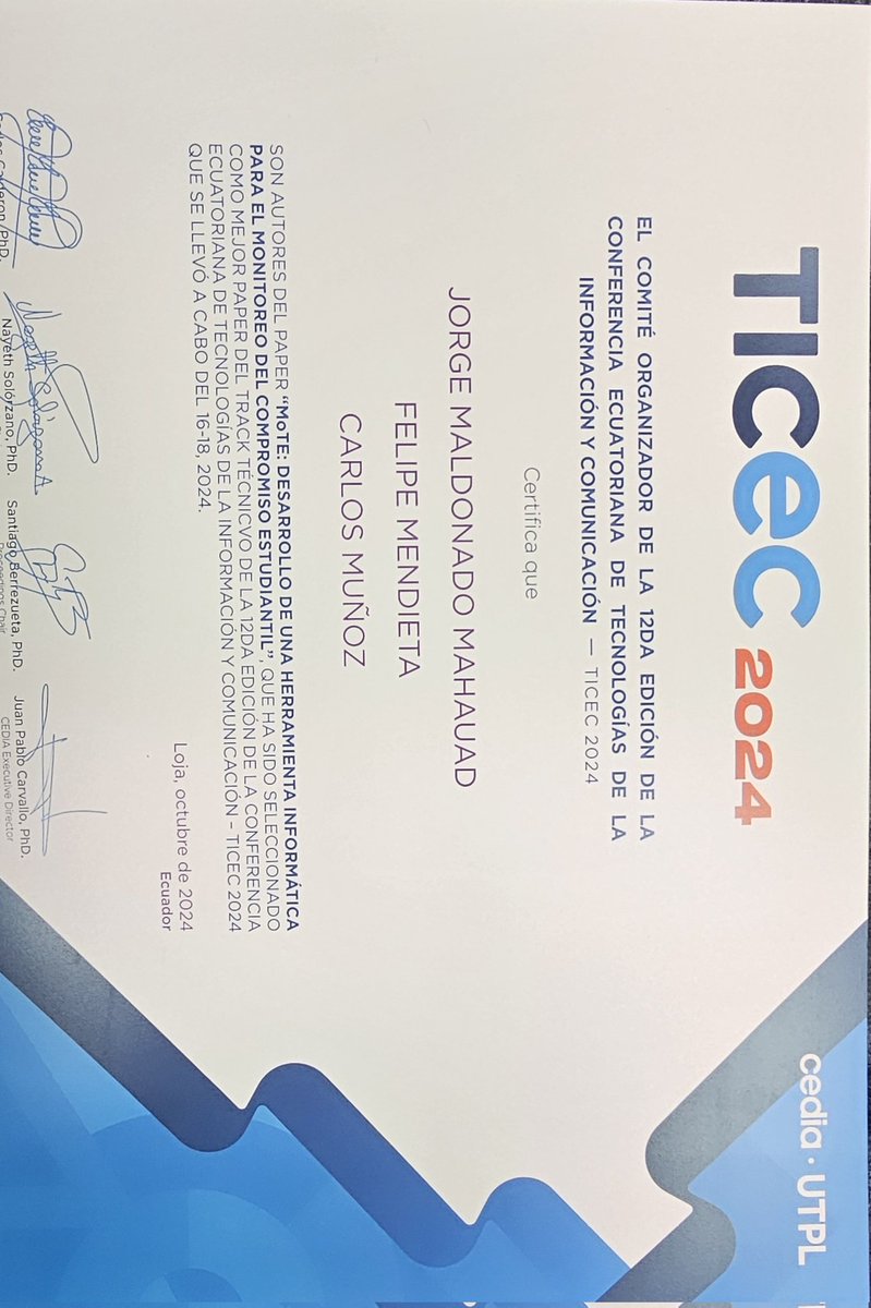 Happy to this achievement!! Best Paper TicEc2024.
