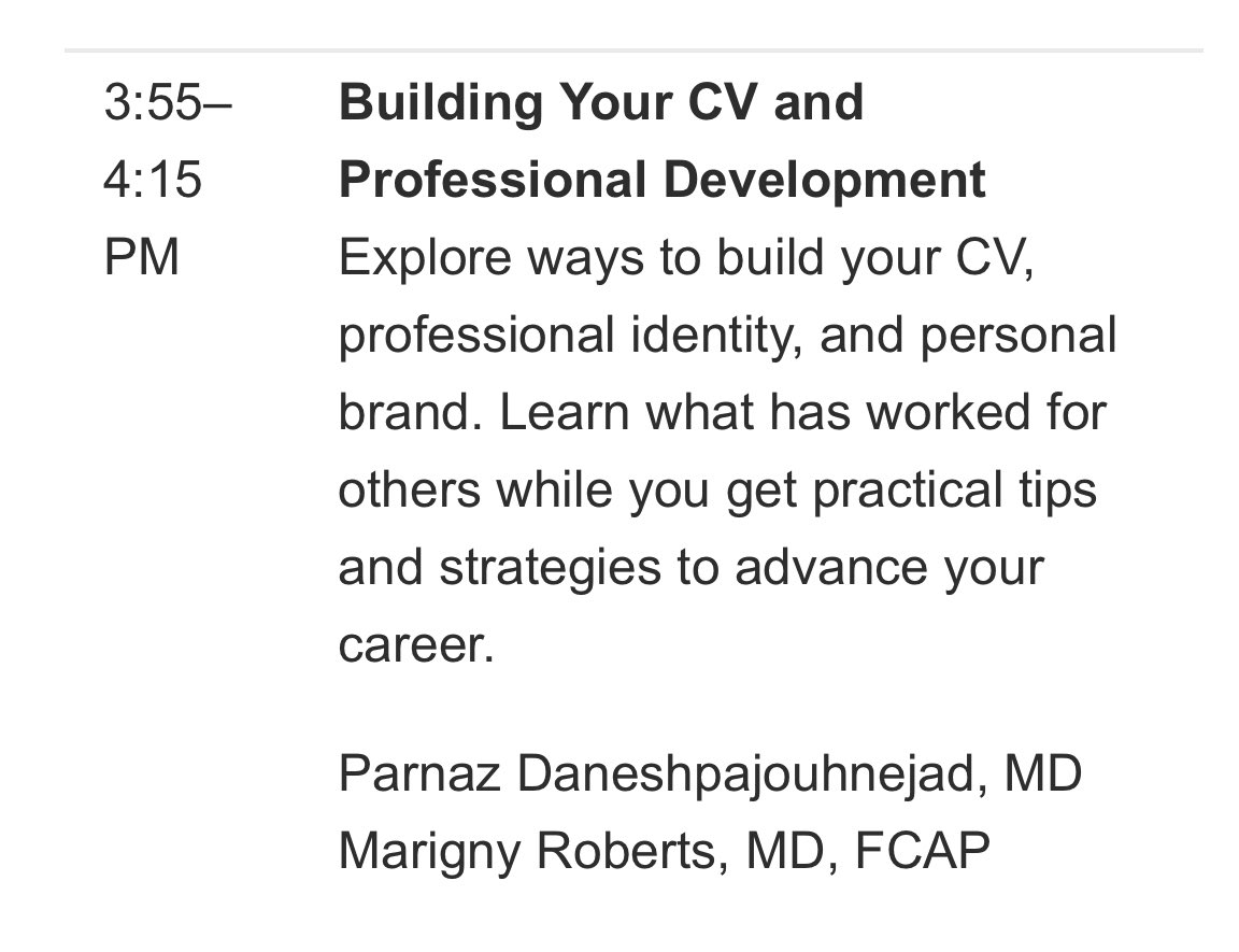 Janiranavarro's tweet image. Please don't miss this session : Building you CV and professional development at the RFEC meeting with the amazing Dr. Marigny Roberts and Dr Parnaz Daneshpajouhnejad 
#RFEC #CAP24 #pathology #pathologists #