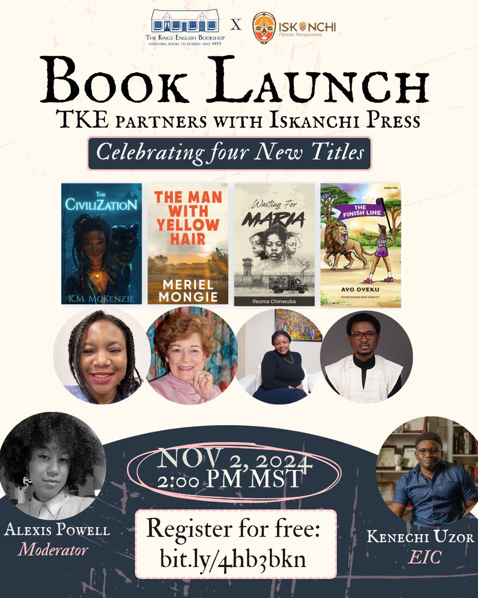 The King's English Bookshop is partnering with us to celebrate our October Titles. Join us for an exciting virtual panel discussion.📚✨

Date: Nov 2nd. 
Time: 2:00PM MST

Event is free and open to the public, but registration is required!

Register here: bit.ly/4hb3bkn