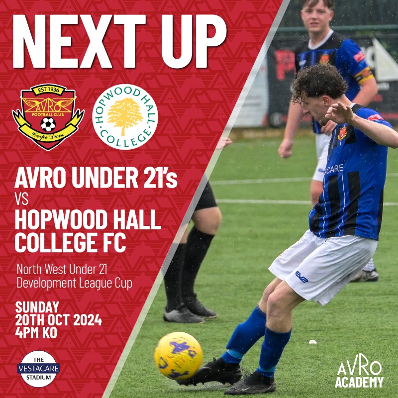 AvroFCJuniors's tweet photo. Looking for some local football for your Sunday afternoon?
Then head down to the Vestacare Stadium!
Our U18's take on AFC Knowsley with kick off at 1.45pm, followed by our U21's, who take on Hopwood Hall College FC at 4pm.
#AvroFC #TheFutureIsFlying https://t.co/A3PoNLw78x