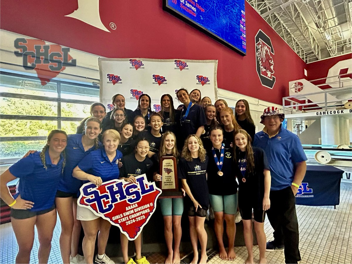 SCHSL's tweet photo. 🏊🏻 Congratulations @FortMillJackets 🎉 the @SCHSL 2024 Class AAAAA-D2 Girls Swim Champion

#WeAreSCHSL 
#BenchBadBehavior
#ChampionshipTime🏆 https://t.co/aVxVNSjQPL