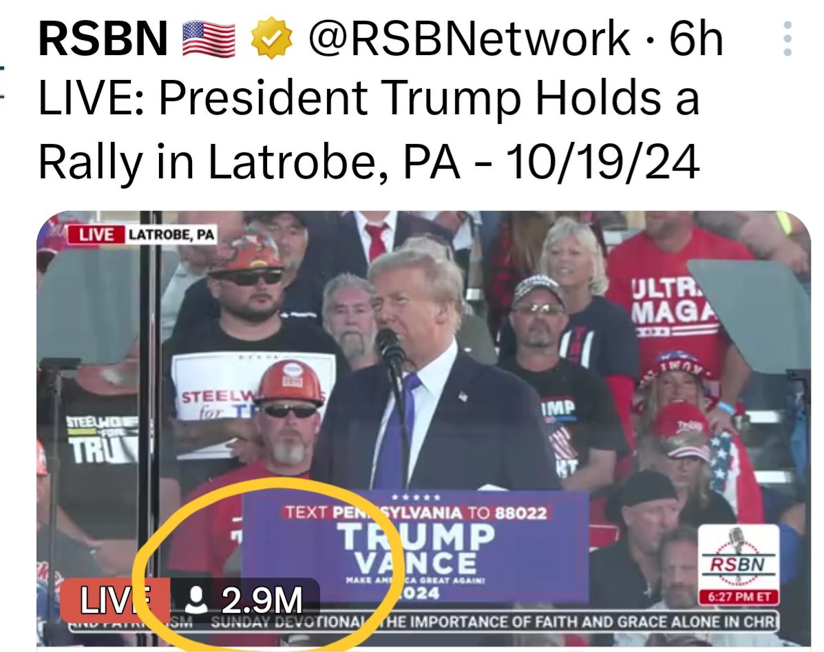 Tomace72's tweet photo. @johnnysrq @RSBNetwork She's live right now as well.. 😅😅😅🤣 just look at the numbers #TRUMP2024 #MAKEAMERICAFIRST TRUMP2024 https://t.co/nQJQhj6fzb