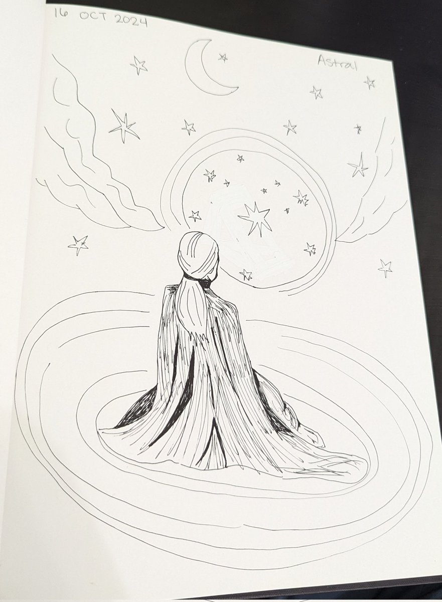 artemis_chloe's tweet photo. Day 16 of drawing once a day in October 
Prompt: Astral
Prompt list:
https://t.co/TE2WDsgwON
#streamink24 #astral #space #meditate https://t.co/KKBwLFupLJ