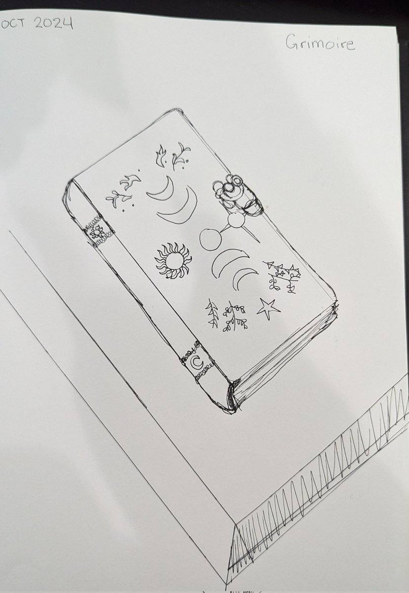 artemis_chloe's tweet photo. Day 18 of drawing once a day in October 
Prompt: Grimoire 
Prompt list:
https://t.co/TE2WDsgwON
#grimoire #streamink24 #magic #spellbook https://t.co/OXNenuoALu
