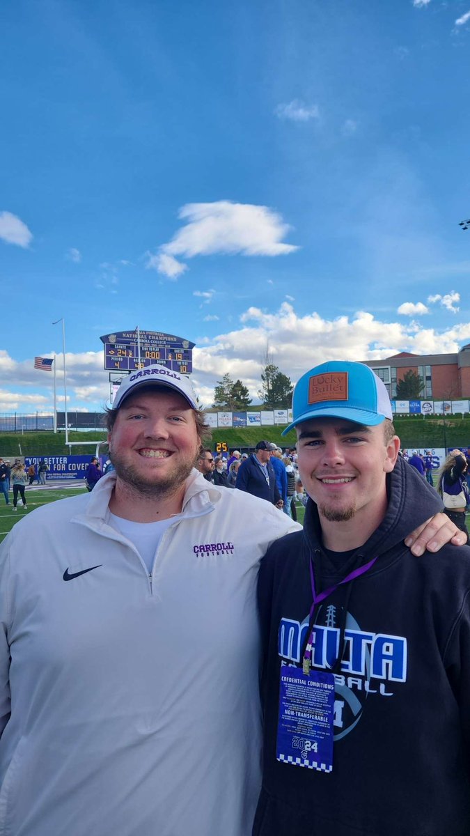 Had a great game day visit <a href="/FootballCarroll/">Carroll College Football</a>! Another win for the Fighting Saints! <a href="/CoachPfanny/">Alex Pfannenstiel</a> <a href="/RandyBandelow/">Coach Randy Bandelow</a> <a href="/CoachTPurcell/">Coach Troy Purcell</a> <a href="/CoachLHyde/">Luke Hyde</a> <a href="/BrunkDenis/">Denis Brunk</a> <a href="/coachmikebrunk/">Michael Brunk</a> <a href="/CharleyMolnar/">Charley Molnar</a>