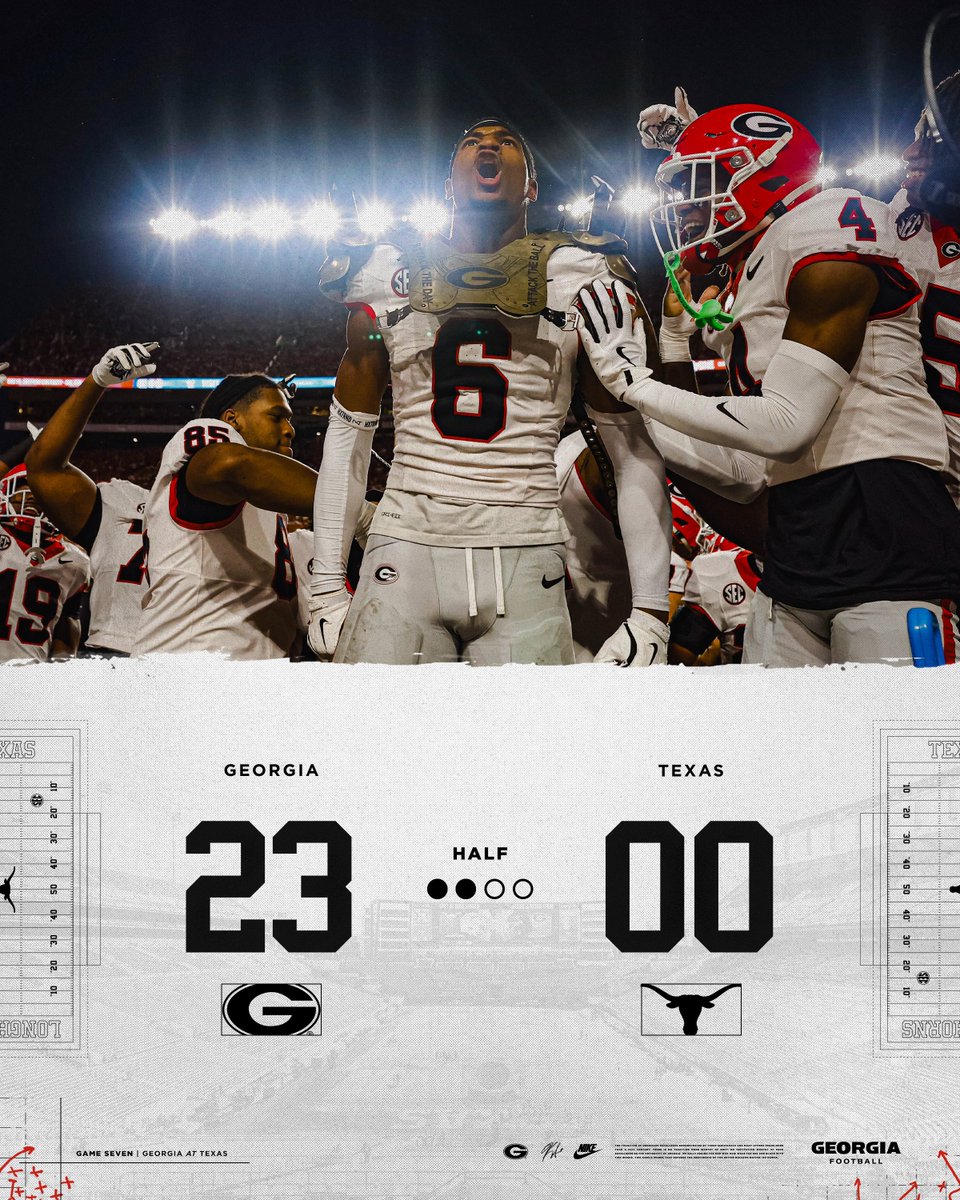 Heading to the break. 

UGA 23, UT 0

#GoDawgs