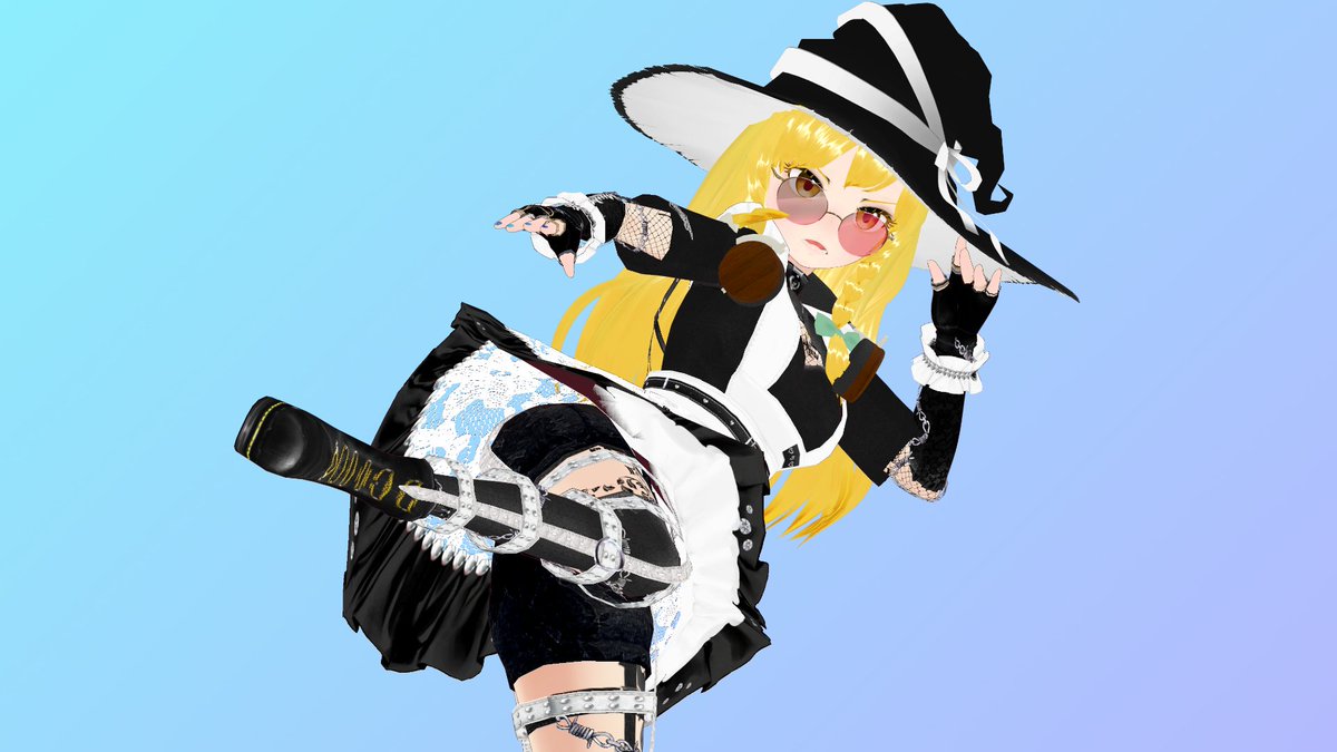 NeoColonel_N's tweet photo. 先日購入した、OSONO式 霧雨魔理沙とねじれた魔女の帽子と900 follower anniversary/ZEPTO002の衣装を合わせて、カッコイイ感じの魔理沙にしてみました。
#VRoid #VRoidファッション #OSONO式 #ZEPTO002 #小魚堂 #RXFactory https://t.co/2OCku2e9JP