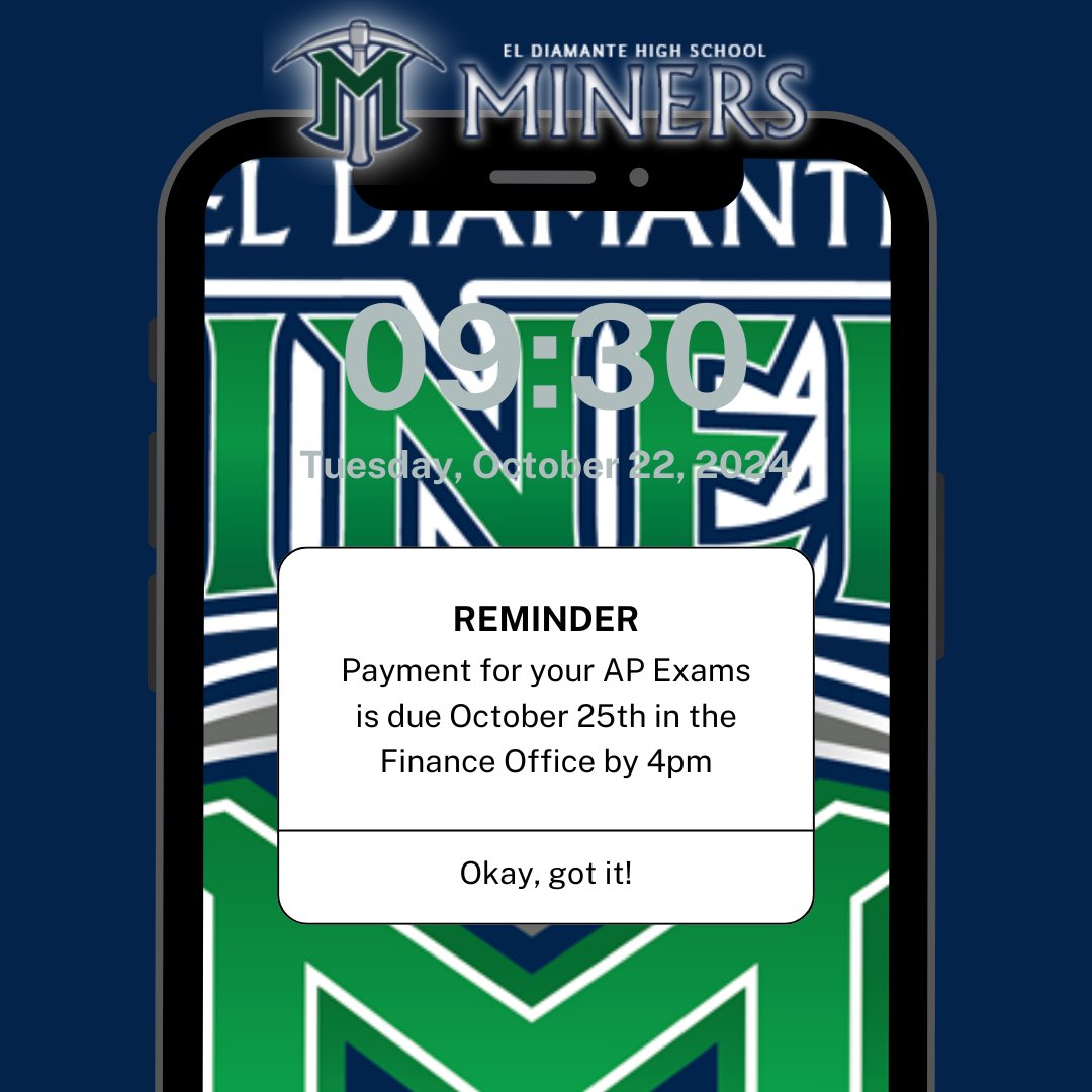 For those who registered for AP exams, payment is due by FRIDAY, OCTOBER 25th at 4pm. All fee waivers and payment must be turned into Finance by this deadline. If payment is not received exams WILL NOT be ordered. Any questions see your counselor or Mrs. Nauman.