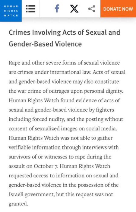 DropSiteNews's tweet photo. Disclaimer: 

VP Harris once again repeated the unfounded allegation that Hamas fighters and other Palestinians “brutally raped Israeli women on October 7”.

Human Rights Watch and the UN Commission of Inquiry both assessed in separate investigations that Hamas fighters were guilty of “sexual and gender based violence”, an umbrella term for various acts. Human Rights Watch specified evidence for two acts— forced nudity and posting images without consent.

However, both investigations were unable to confirm a single instance of rape committed by Hamas fighters on October 7, with Israeli authorities repeatedly “denying [rights groups] access to victims, witnesses, and crime sites,” and “obstructing investigations.”