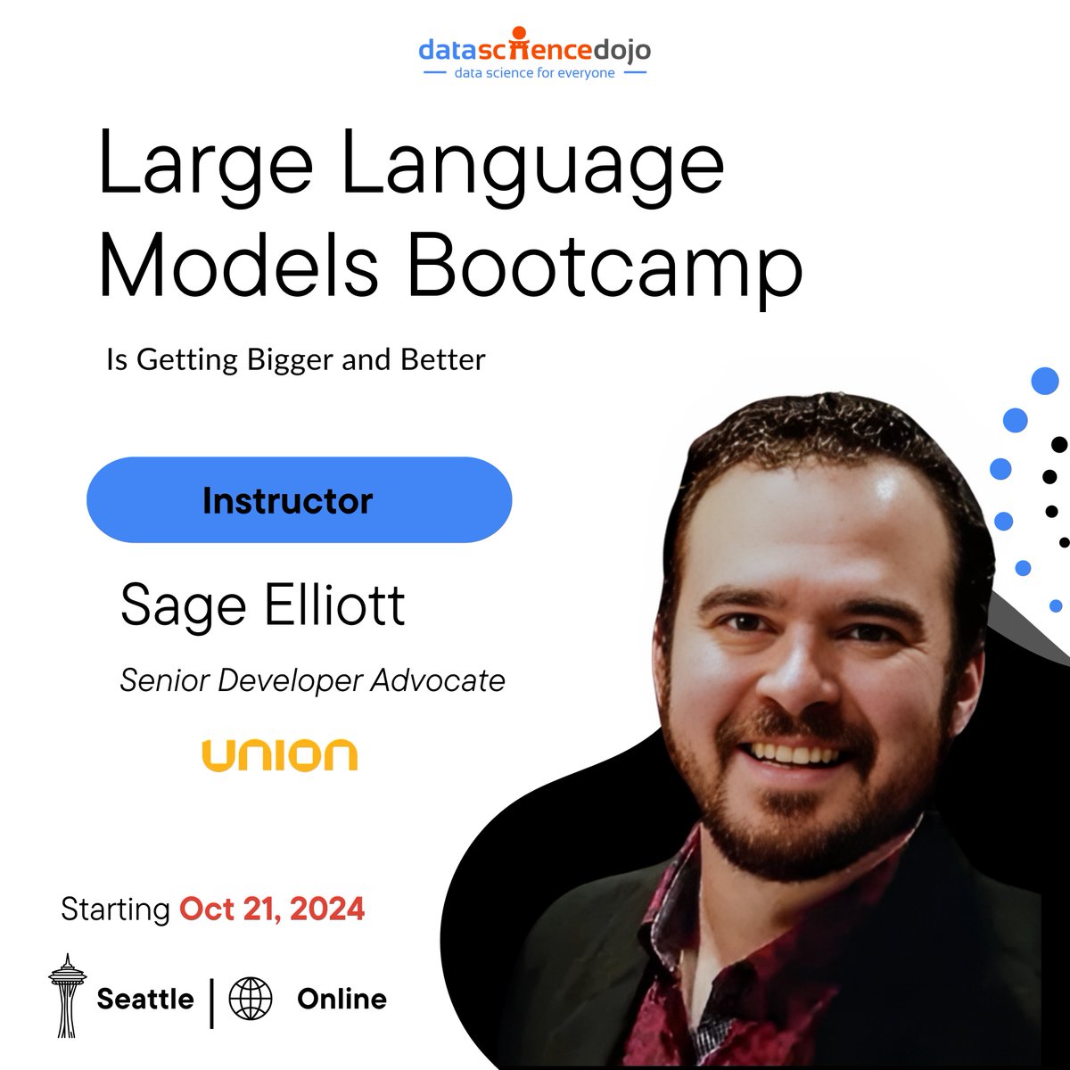 DataScienceDojo's tweet photo. Curious about how to build scalable, fine-tuned workflows for Large Language Models (LLMs)?
π Join us for the upcoming LLM Bootcamp:https://t.co/ok5BwzosbE , where Sage Elliott will be joining us as an instructor.
#llmdojo #llm #ml #AI #GenAI #finetuning #LLMOps #MLOps https://t.co/wXIA1G2Rt2