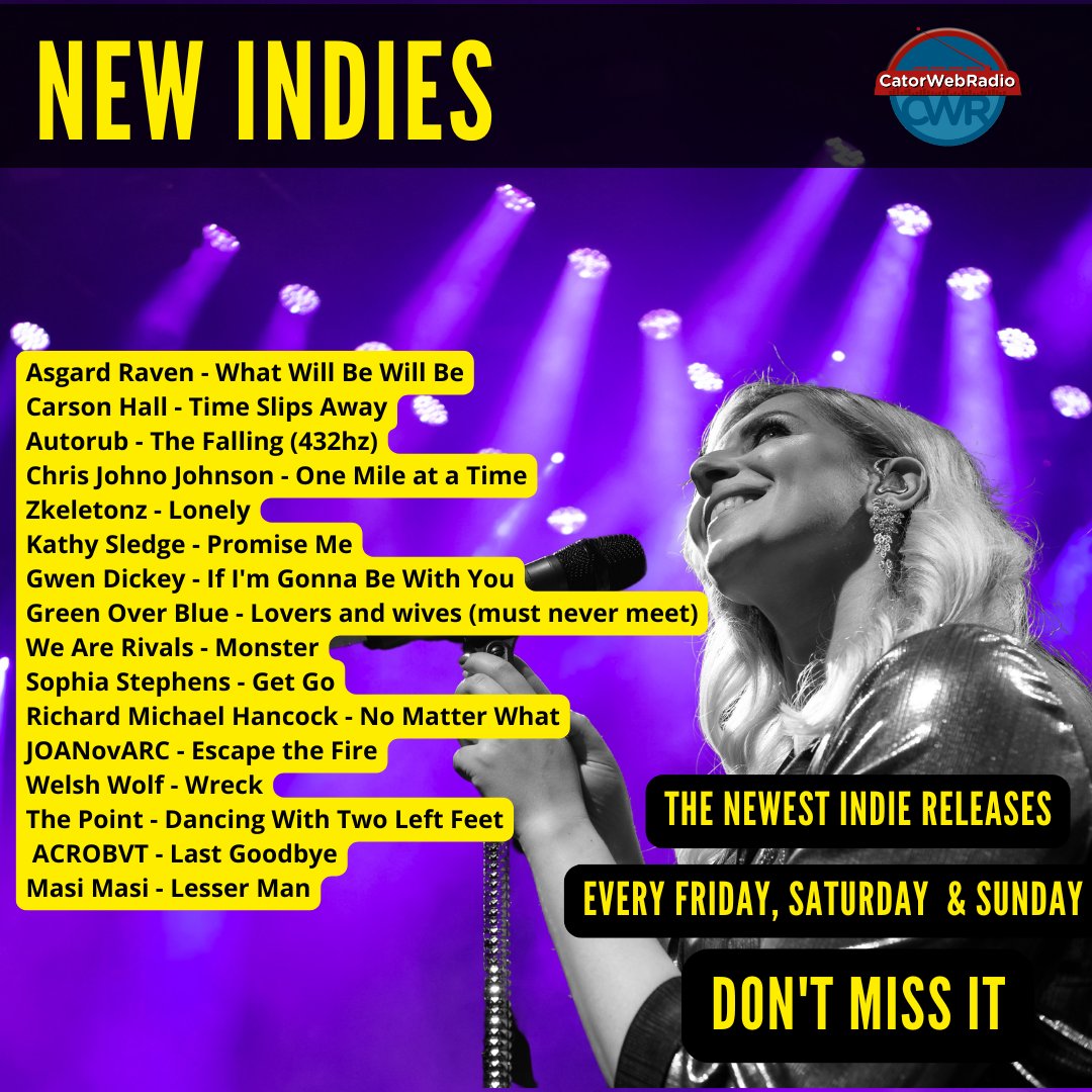 catorwebradio's tweet photo. #NowPlaying #NewIndies
@asgardraven1
#CarsonHall
#Autorub
#ChrisJohnoJohnson
#Zkeletonz
@KathySledge
#GwenDickey
@green_over_blue
@WeAreRivalsuk via @Emma_Scott
#SophiaStephens
#RichardMichaelHancock
@Joanovarc
@welshwolfmusic
#ThePointBand
@Acrobvtband
#MasiMasi https://t.co/7OjkXpgU3K