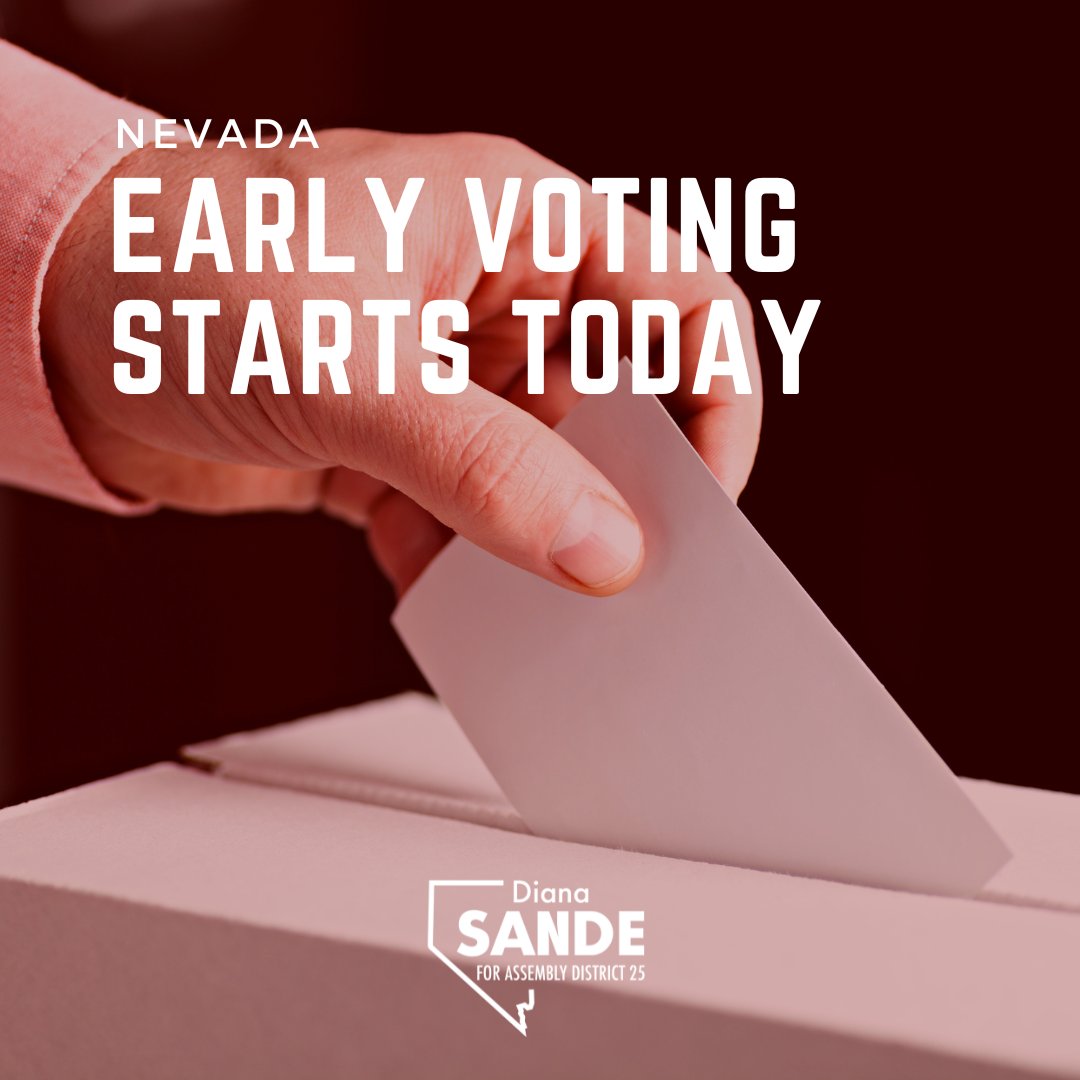Nevada, early voting starts today! 🗳️ This is your chance to make your voice heard and help shape the future of our state. My campaign is all about ensuring every voice counts—no matter your background or your story, your vote matters. #Sande4NV
