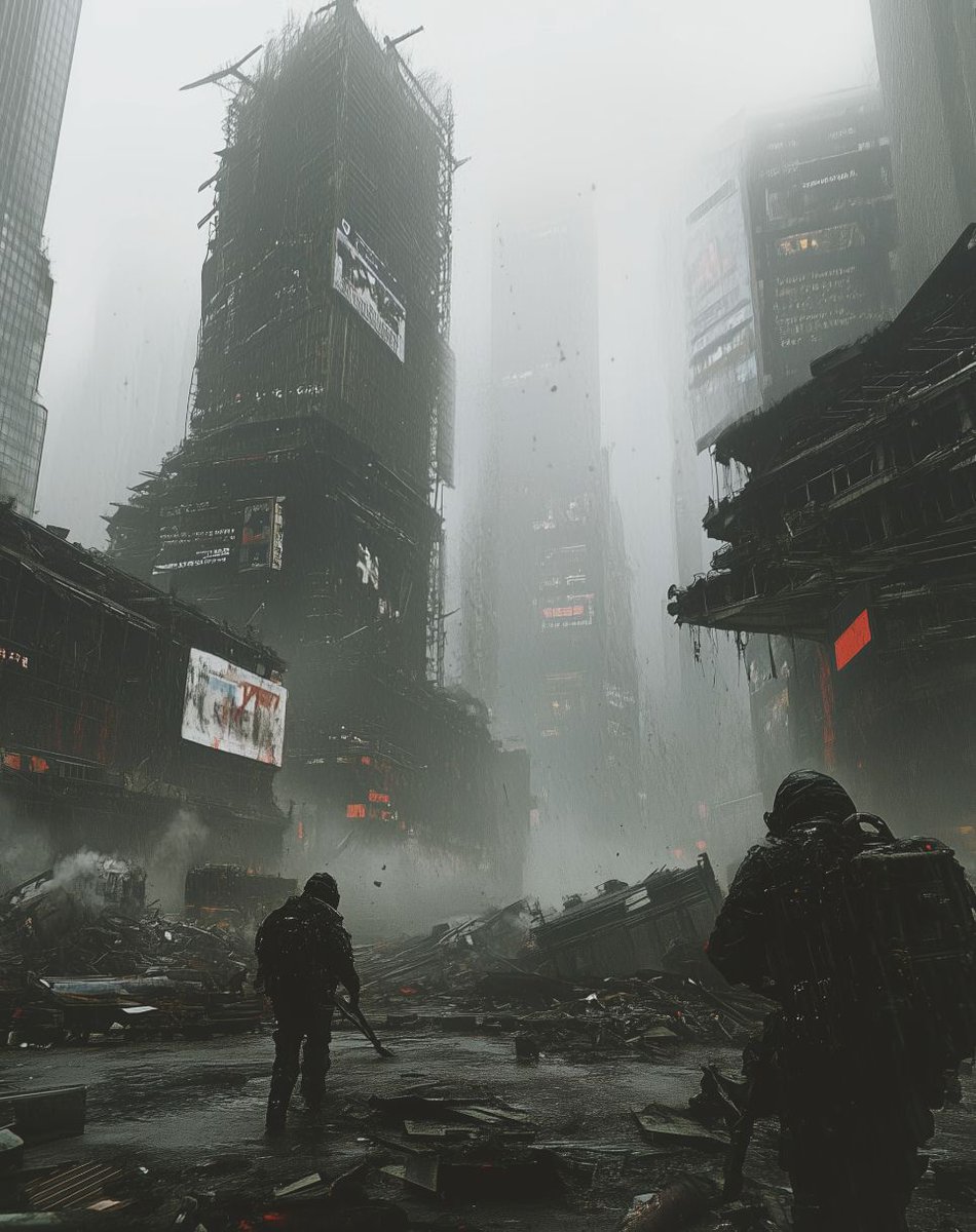 tryChant's tweet photo. Made by #midjourney.

Prompt:

A post-apocalyptic cityscape, with towering skyscrapers and collapsed buildings amidst the backdrop of a gray sky. The scene captures an eerie silence as lone figures clean up the ruins, surrounded by debris and dust. It creates a sense of desolation in urban decay.

Check more AI-generated images on @vavebg