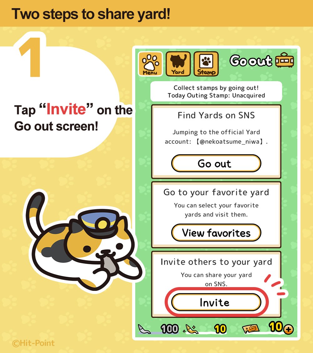 nekoatsume_niwa's tweet photo. We will introduce yards that you can visit with the “Go out” function of #NekoAtsume2 from this account.
In addition, yards shared with the hashtag [ #NekoAtsume2MyYard ] may be reposted from this account.
Please use this account when you want to find or share yards!🚃 https://t.co/BV77z4jTYs