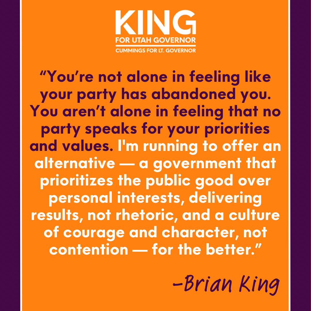 I’m running to be your next governor- for the better of all Utahns. Election Day is right around the corner! We are on the right track to win this race, but need your vote to make it happen. See you at the polls on November 5!

 #KingForUtah #ForTheBetter #utpol
