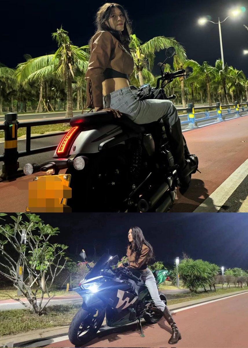 thehunterchasel's tweet photo. 午夜化身长腿酷飒女骑，路边摆拍（穿牛仔裤照样性感）#女装大佬 #伪娘 #男娘 #机车 https://t.co/r5ypIrVYMN
