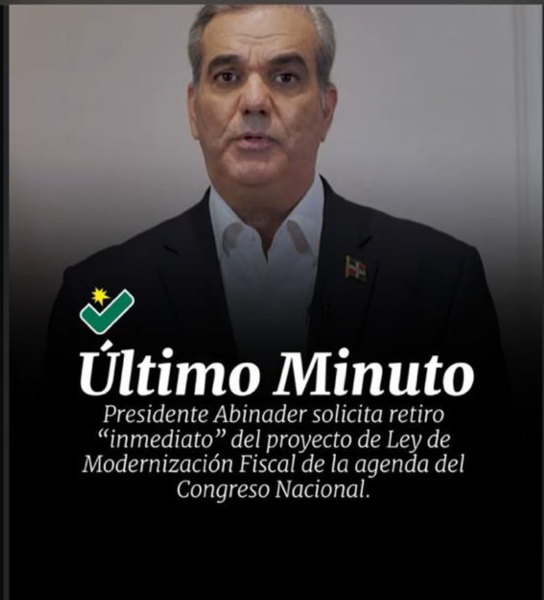 EcpBreaking's tweet photo. Reculo Luis Abinader por presion del Pueblo Dominicano. https://t.co/uPKWJalS51