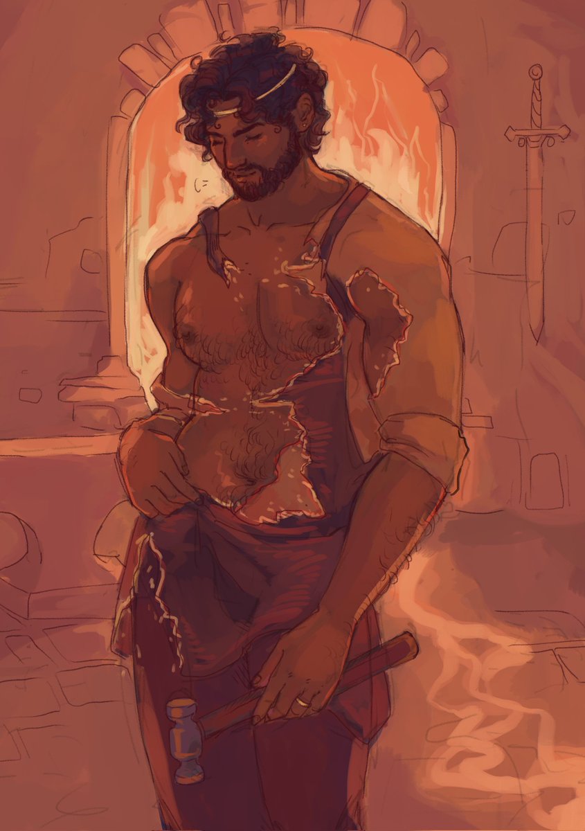 evilmageclub's tweet image. quick #fattpinups day 1: workplace hazards

(oh no, someone turned the furnace up too high! samothes doesn't mind, but his clothes do...)