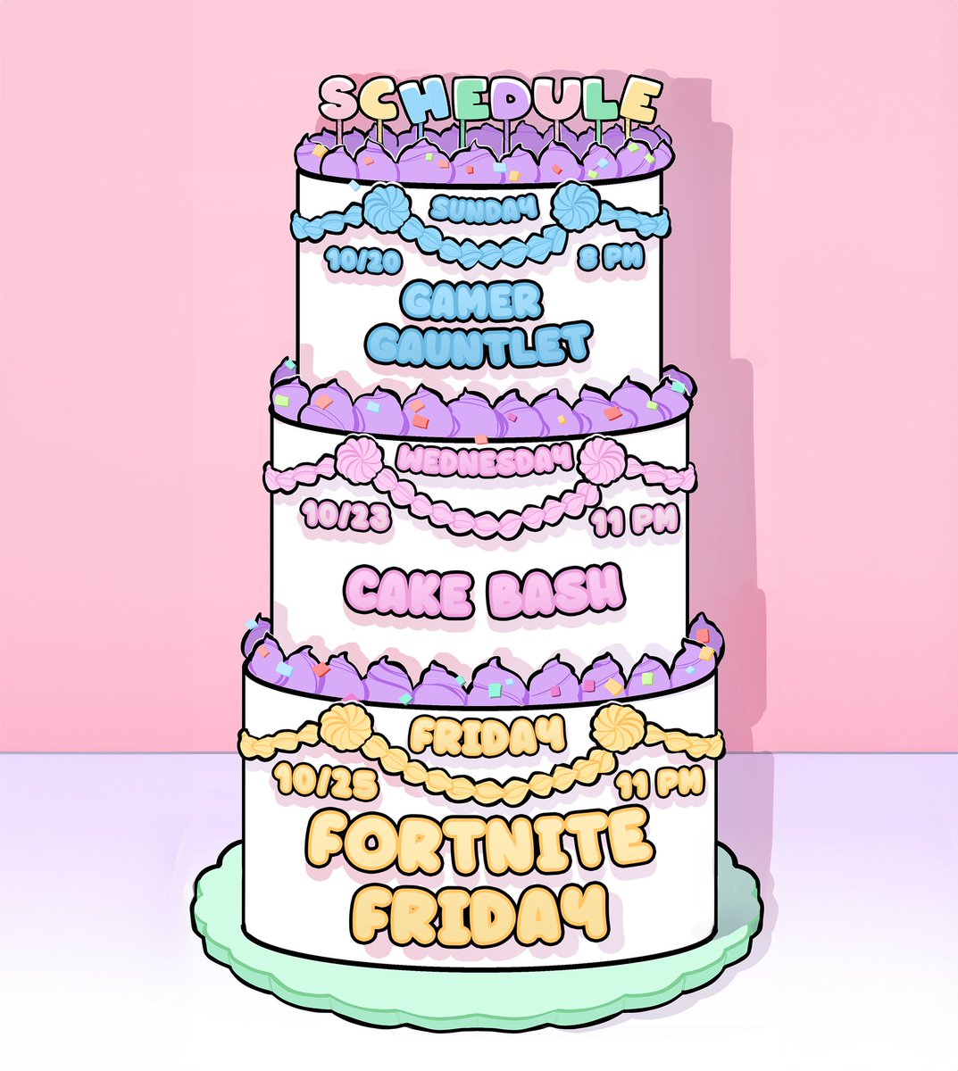 Bakery hours! 🎂 Tune in for the Gamer Gauntlet on Sunday, 8 games to win! It's gonna be a fun one!