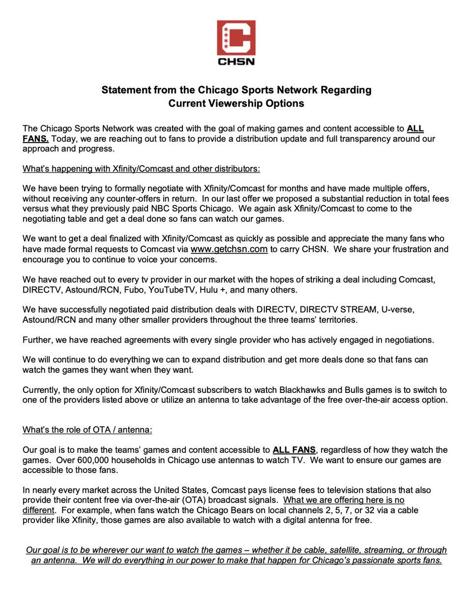 Chicago Sports Network PR tweet media