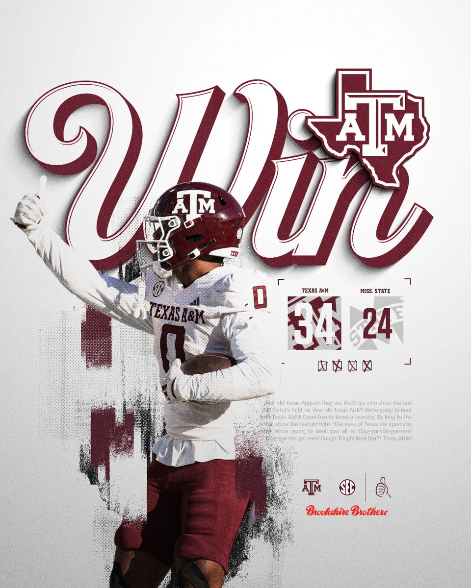AggieFootball's tweet photo. W has a nice ring to it 👍

#GigEm | #BTHOmississippistate | @BrookshireBros https://t.co/RieQhOhwUc