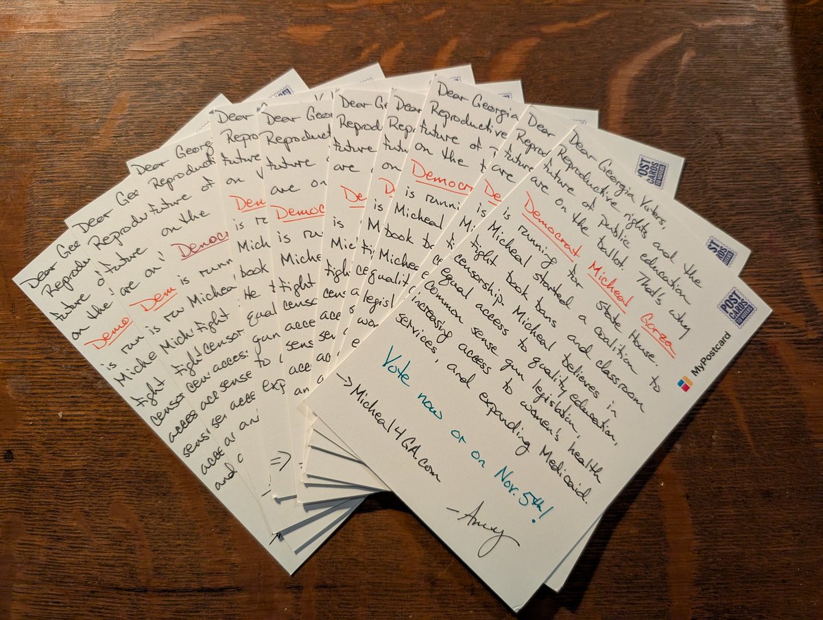 amylizk's tweet photo. 10 postcards to GA voters for @Micheal4GA! #PostcardsToVoters
@ToVoters #GOTV https://t.co/dxWStufrtf