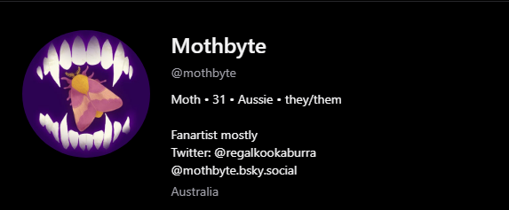 mothbyte's tweet image. I don't post art much at all anymore, however if I do it will only be on Cara or if you ask me nicely on discord

Follow me where you prefer: