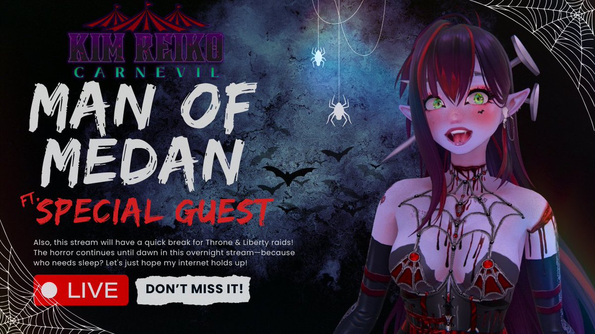 inblackheels's tweet photo. Are you ready for a night of horror? 😱🎮 We're diving into 'Man of Medan' with a special guest + breaking for some Throne &amp; Liberty PvP! It's an all-nighter! Let's hope my internet survives! Catch the chaos live now! 🦇👻 #HorrorStream #Twitch #Carnevil  https://t.co/Lp5X5CFkaN https://t.co/sAZHxnIgJD