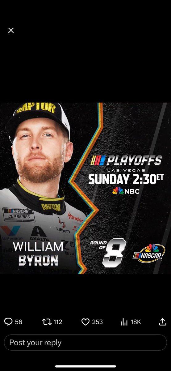 lorisbrewer's tweet photo. @NASCARonNBC @NASCAR @LVMotorSpeedway @KyleLarsonRacin @CBellRacing @TylerReddick @WilliamByron @Blaney @dennyhamlin @chaseelliott @joeylogano https://t.co/833HW09wu1