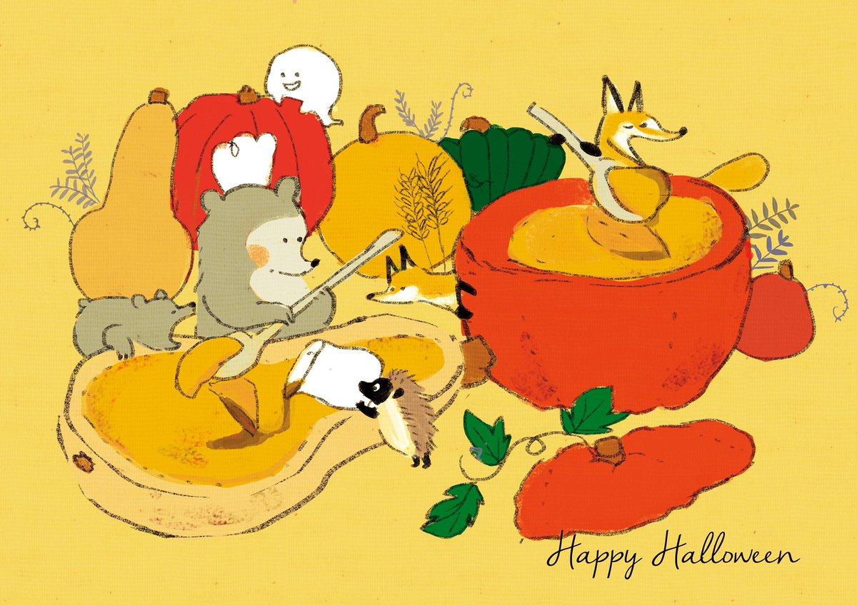 「もうすぐハロウィン!#halloweeen 」|ももろ　4／20発売絵本「パンダのパクパクきせつのごはん」のイラスト