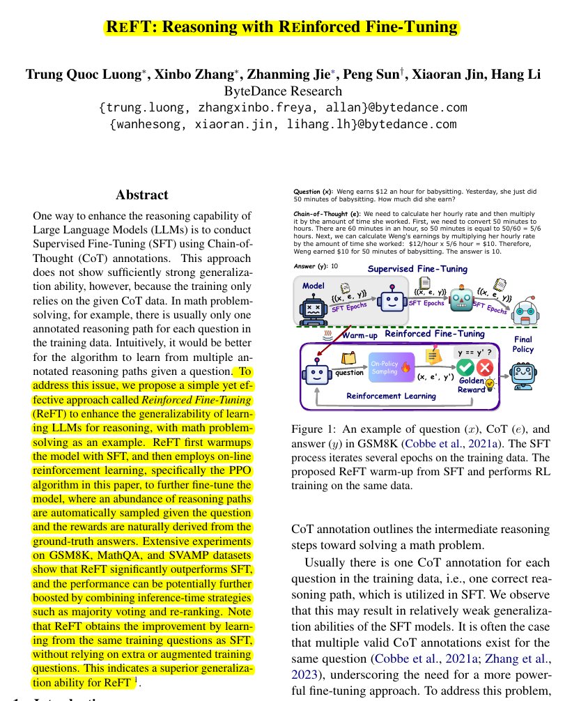 Reft Testing ReFT: Leveraging reinforcement learning to expand LLM's mathematical ...