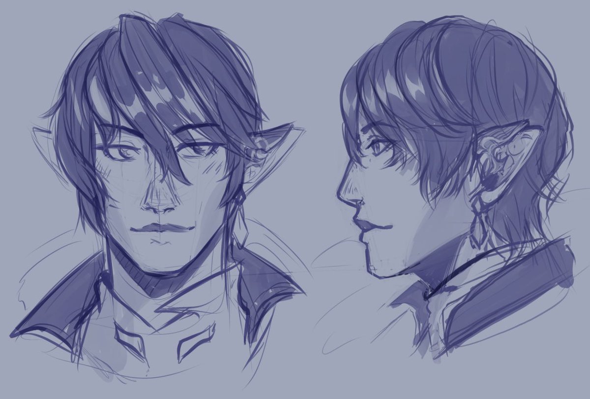 //Have these practice sketches from earlier as I learn how to draw his face by just staring at him in game. 💕