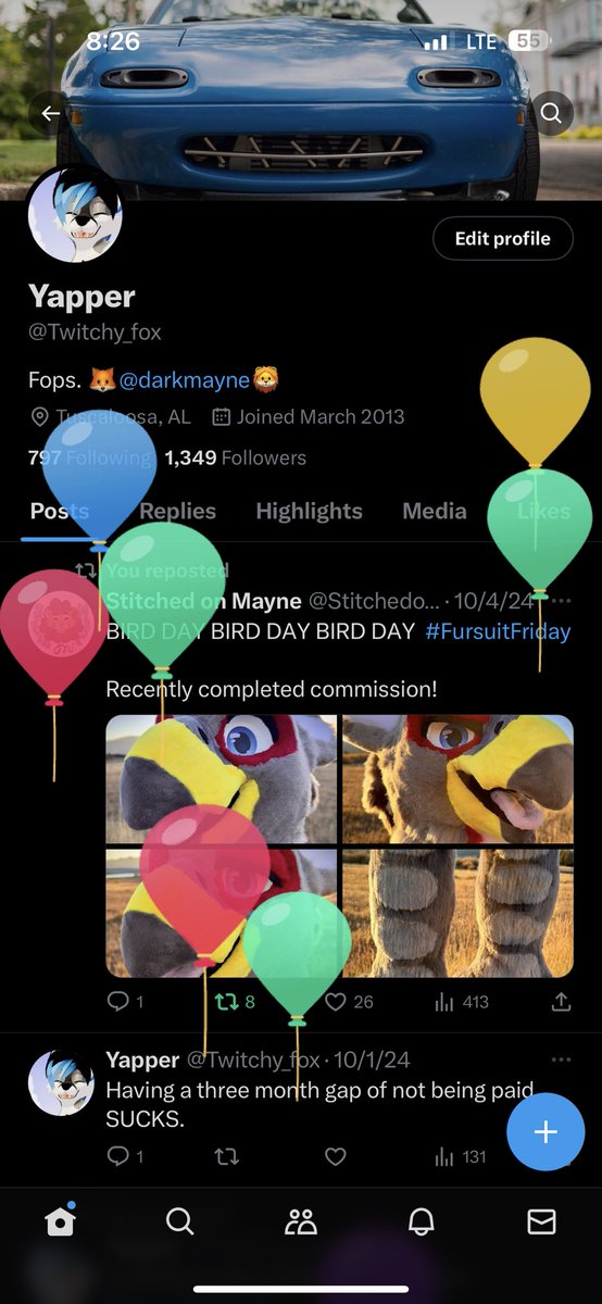 Twitchy_fox's tweet photo. Oh yeah it's 'bloons day! 

I've been spending it in the mountains. ❤️ https://t.co/aZ5kLLQX2k