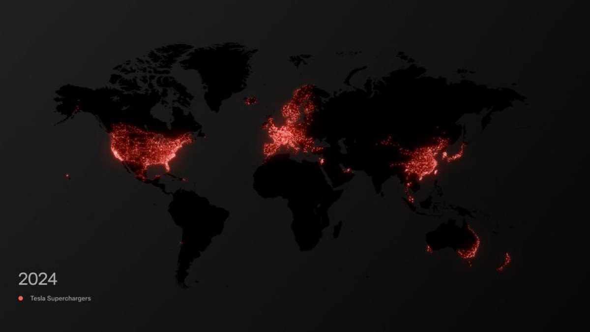 Teslaconomics's tweet photo. Tesla Superchargers on Earth after 12 years https://t.co/XApNHk0rl5