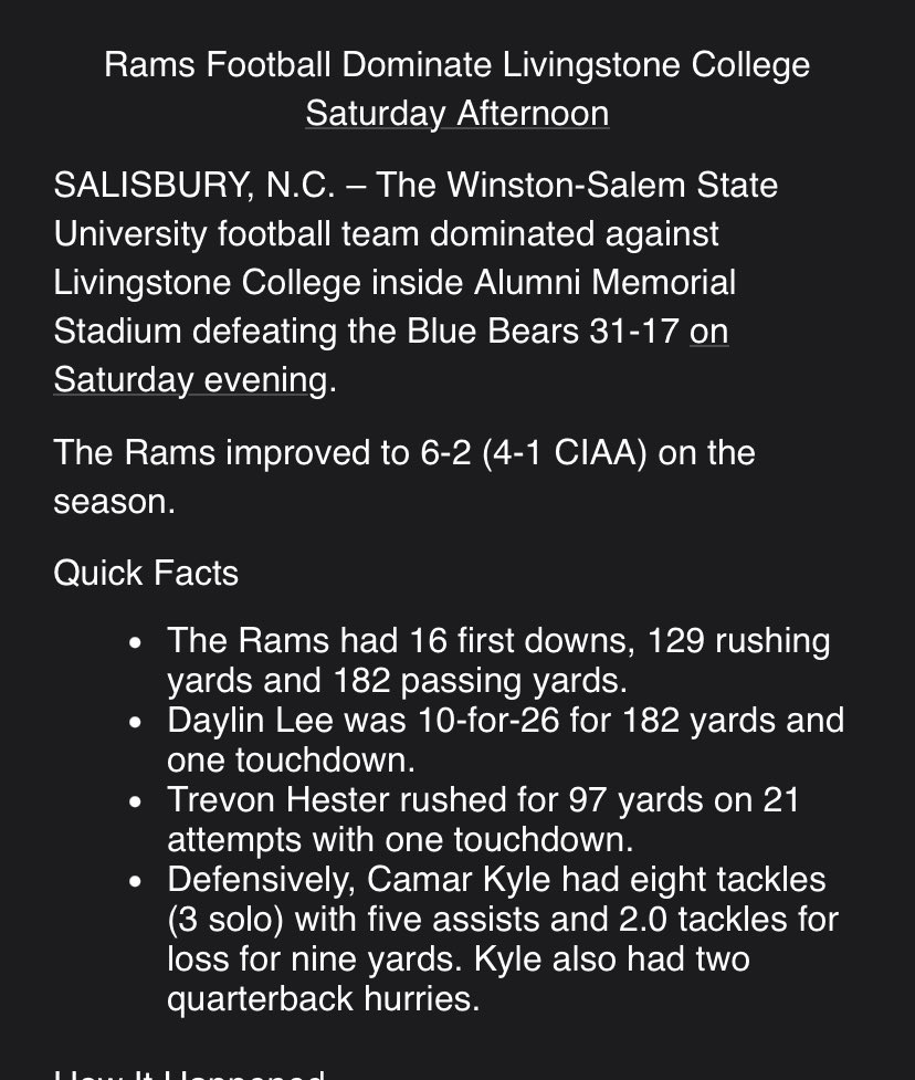Brian Hall (@bhallwfmy) on Twitter photo .<a href="/WSSURamFootball/">WSSU Rams Football</a> gets big road win at Livingstone. <a href="/PagePiratesFB/">Page Pirates Football</a> alum Trevin Hester rushes for 97 Yards & TD. <a href="/WFMY/">WFMY News 2</a> <a href="/WFMYhss/">WFMY HS Sports</a> <a href="/WSSU_Athletics/">WSSU Athletics</a> .<a href="/WSSURamFootball/">WSSU Rams Football</a> gets big road win at Livingstone. <a href="/PagePiratesFB/">Page Pirates Football</a> alum Trevin Hester rushes for 97 Yards & TD. <a href="/WFMY/">WFMY News 2</a> <a href="/WFMYhss/">WFMY HS Sports</a> <a href="/WSSU_Athletics/">WSSU Athletics</a>