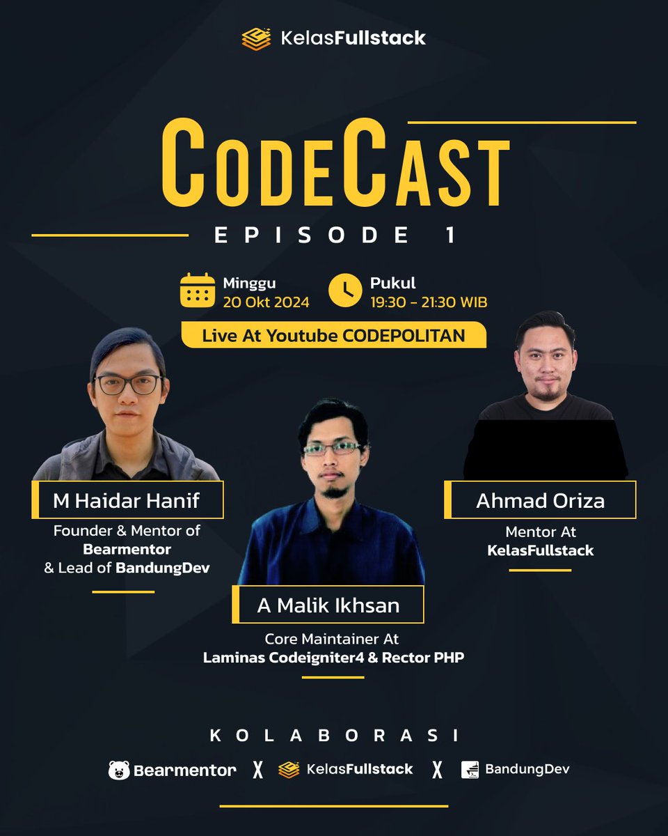 CodePolitan's tweet image. 🌟 Hey, guys! Malam ini kita punya acara seru di Live YouTube! 🎥✨ Siapkan diri untuk ngobrol santai seputar Fullstack Programming dan semua hal menarik di dunia coding yang lagi hits saat ini.
Live Youtube : CODEPOLITAN
#NgobrolSantai #FullstackProgramming #LiveYouTube