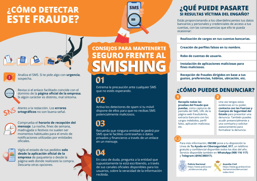 #Smishing ➡️ el SMS con el que no te quieres encontrar ➡️ Los #Ciberataques empiezan con un clic en el lugar equivocado. ¿Qué debemos hacer para protegernos?#Ciberseguridad <a href="/osiseguridad/">Oficina de Seguridad del Internauta</a> <a href="/INCIBE/">INCIBE</a> bit.ly/3Al239R