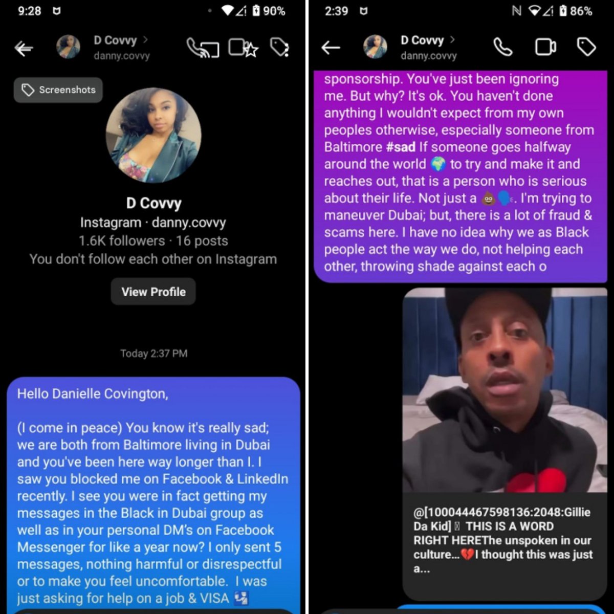 stevieweevie71's tweet image. #DanielleCovington Why did I expect a female from Baltimore to help me who's already established in #Dubai No money-job/visa sponsorship. How do you block someone from your own hometown trying to make it? This is our African American Community #nosupport she don't think she Black