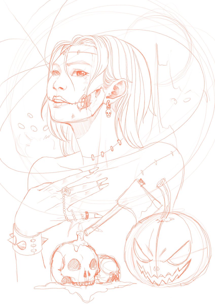 Sketch for Halloween 🎃 #Art #procreateart