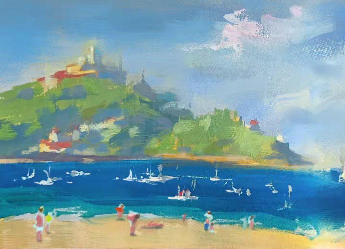 NaoConcept's tweet photo. San Sebastian La Concha Beach サンセバスチャンのラ・コンチャビーチでのスケッチ。 #sansebastianfilmfestival #donostia #kaixodonostia #kaixo #nopleinnogain #acrylicgouache https://t.co/4D0op8pqGf