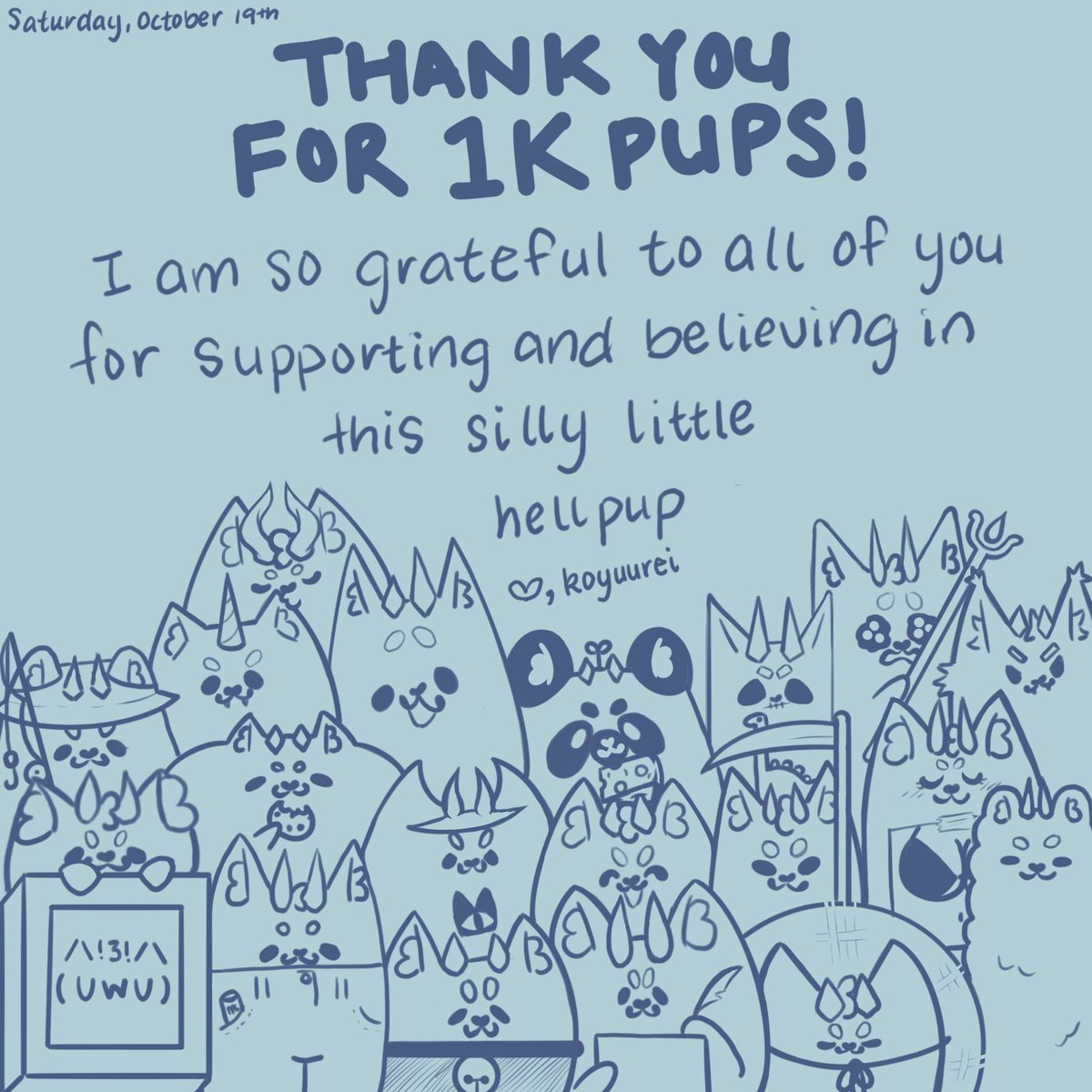 We celebrated 1.1K pups and even made it to the front page of Twitch! I am so incredibly touched. I can't wait to finish filling up this family portrait to commemorate this day! From the bottom of my heart, thank you for encouraging me to not give up💜