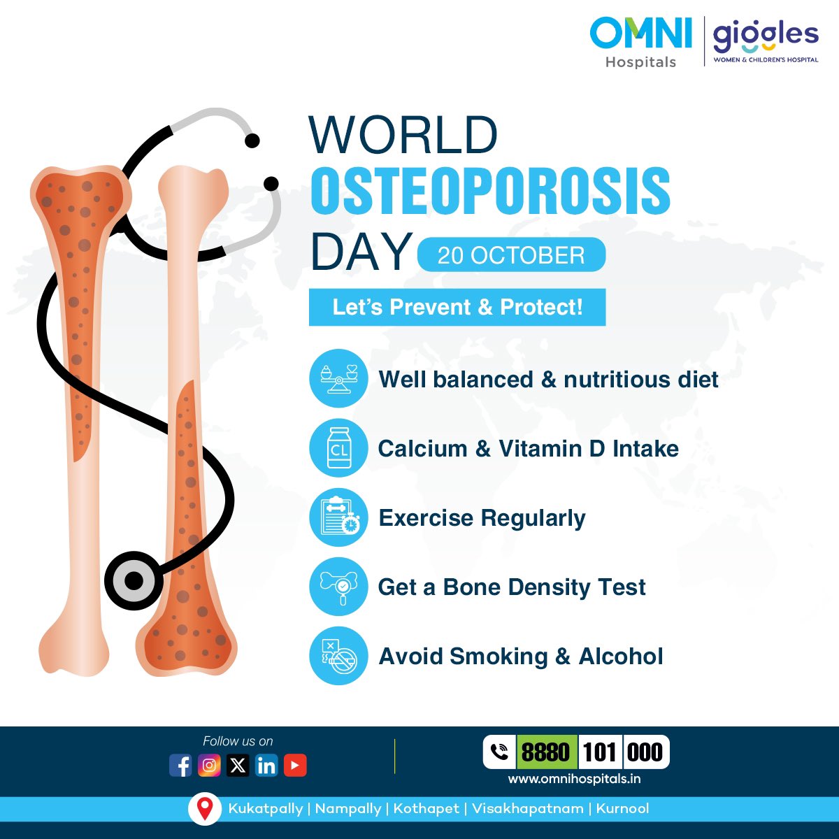 INCORHospitals's tweet image. Strong bones, strong life! 
This World Osteoporosis Day, let’s commit to healthier choices. 
Regular exercise, a nutritious diet, &amp;amp; routine check-ups are key to keeping our bones protected. 
Take the first step today! 

 #OsteoporosisAwareness #StrengthInHealth #OmniHospitals