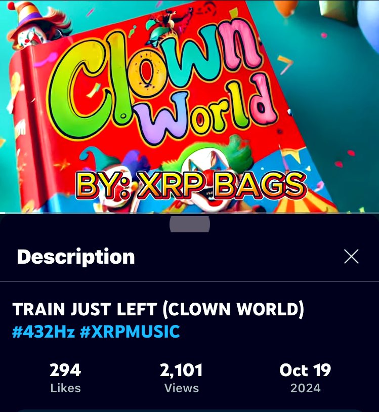 MK22_2023's tweet photo. #ClownWorld by #XrpBags
#TheM00NCommander over on YouTube!
@XRPBags @LadyEnigma1111
#TheFutureOfMusic๐๐๐
#MK22AndTheCryptoOGs https://t.co/TF0nfGaRf4