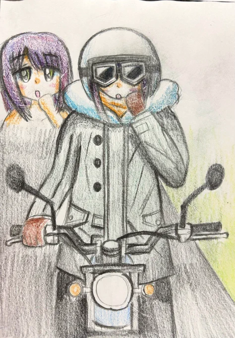 #見た人も無言でバイクに乗ってるキャラを貼る #ゆるキャンバイクが描けませんw 