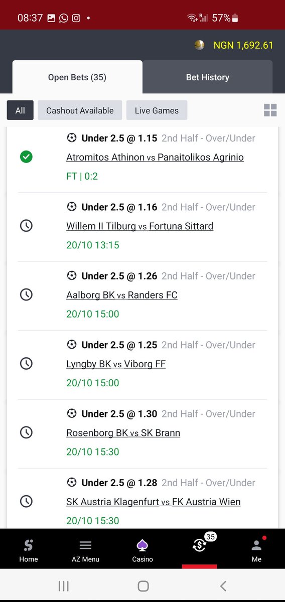 Tipcityapp1's tweet photo. Cash out is now times 43 of ur stake on this blessed 100 million ticket Soccer Acca, we survived Saturday madness 🤲😋

19 games are green already ✅

1k odds is still remaining

See the remaining code here on the Tipcity website:
👉 https://t.co/qYZjpJb7eV https://t.co/eu1LQ7krsS