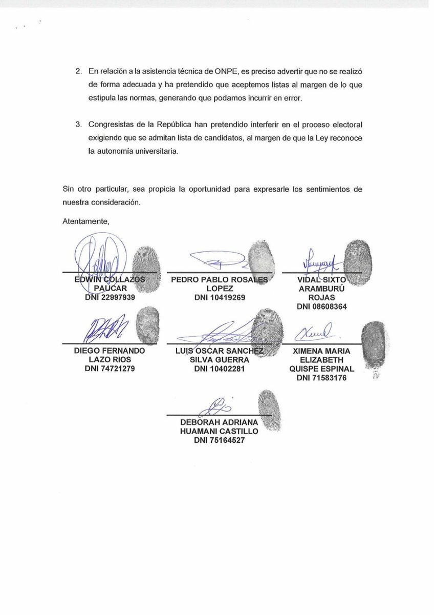 EgresadosUnmsm's tweet photo. #LOÚLTIMO | Integrantes del Comité Electoral de San Marcos presentaron su carta de renuncia ante la rectora Jerí Ramón. 
https://t.co/1yR15iZ6LG https://t.co/I64Gj65z9K