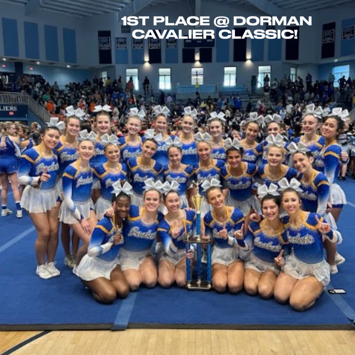 FMYellowJackets's tweet photo. Both Varsity and JV Girls Cheer brought home the first place trophies today from the Dorman Cavalier Classic! Congrats! #WeAreFortMill https://t.co/Unh7A0jf0n